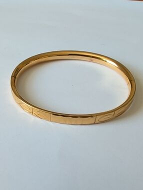 Vintage Gold Plated Hinged Bangle Bracelet